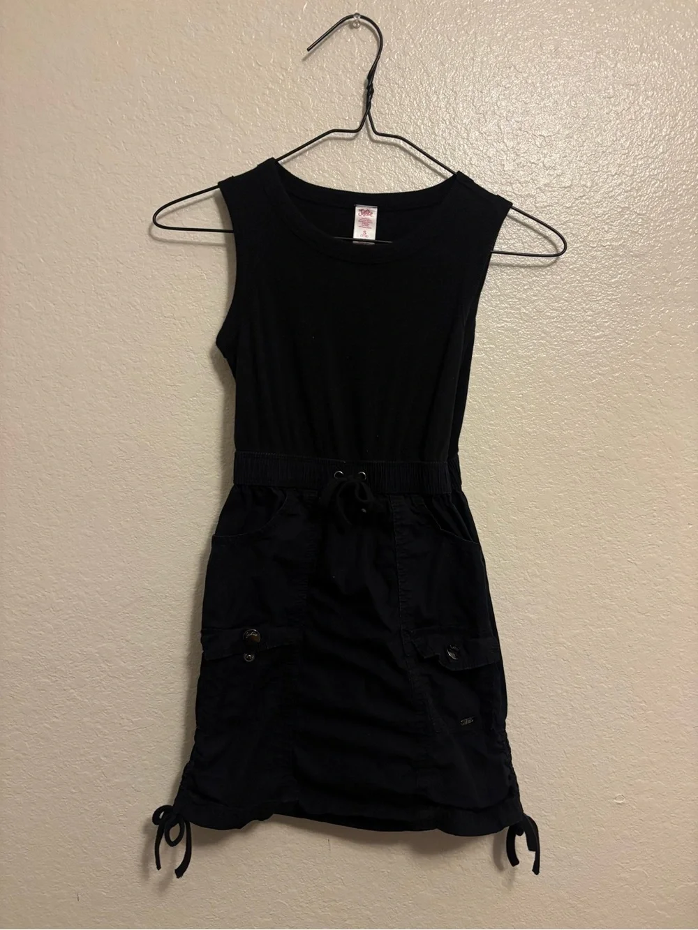 Justice Black Sleeveless Drawstring Casual Dress